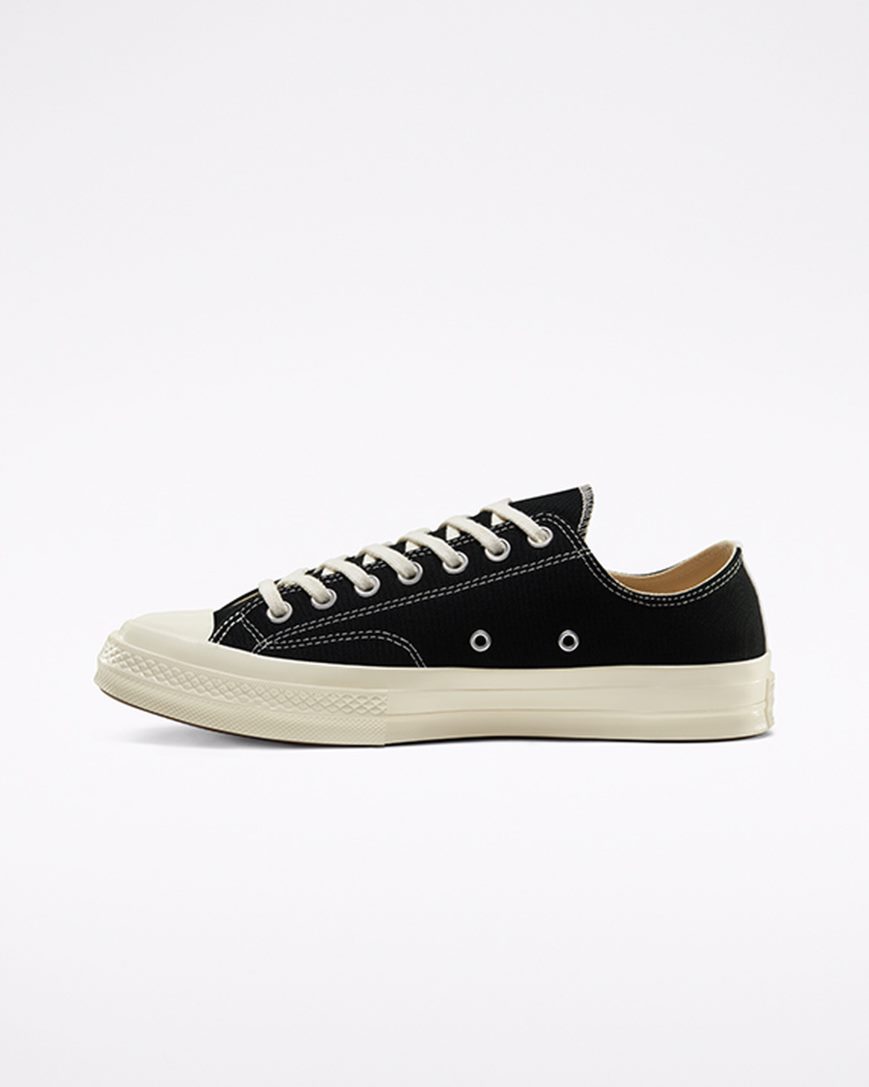 Tenis Converse x Comme des Garçons PLAY Chuck 70 Cano Baixo Masculino Pretas Branco Vermelhas | PT G015439